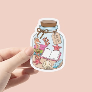 Sticker vinyle Summer Beach Book Club, Sticker amoureux des livres, Sticker livre, Cadeaux livresques, Sticker édition livre, Sable en bouteille, Amateur de plage
