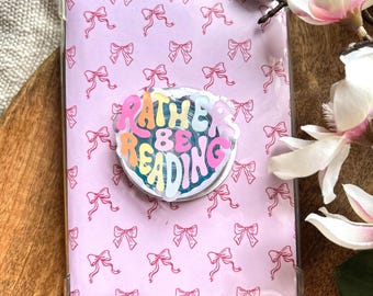 Rather Be Reading Kindle  Bookish Phone Grip Magnetic Kindle Holder Pink Kindle Accessories Bookish Merch Book Trendy Rainbow Heart