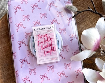 Désolé, j'ai complet ce soir Carte de bibliothèque Kindle Phone Grip Support magnétique pour Kindle Accessoires Kindle Merch livresques Cadeau pour amoureux des livres