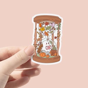 Autumn Fall Cosy Bookish Ghoul Vinyl Sticker, Cute Ghost Trendy Bookworm Halloween Sticker, Bookish Sticker, Spooky Fall Autumn Sticker