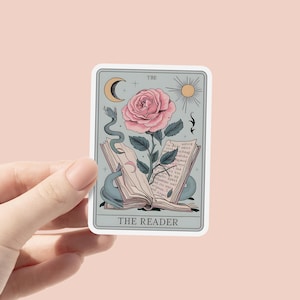 Sticker pour carte de tarot The Reader, Stickers livres pour Kindle, Sticker serpent rose, Sticker amateur de livres, Sticker effrayant, cadeau lecteur, cadeaux pour rat de bibliothèque
