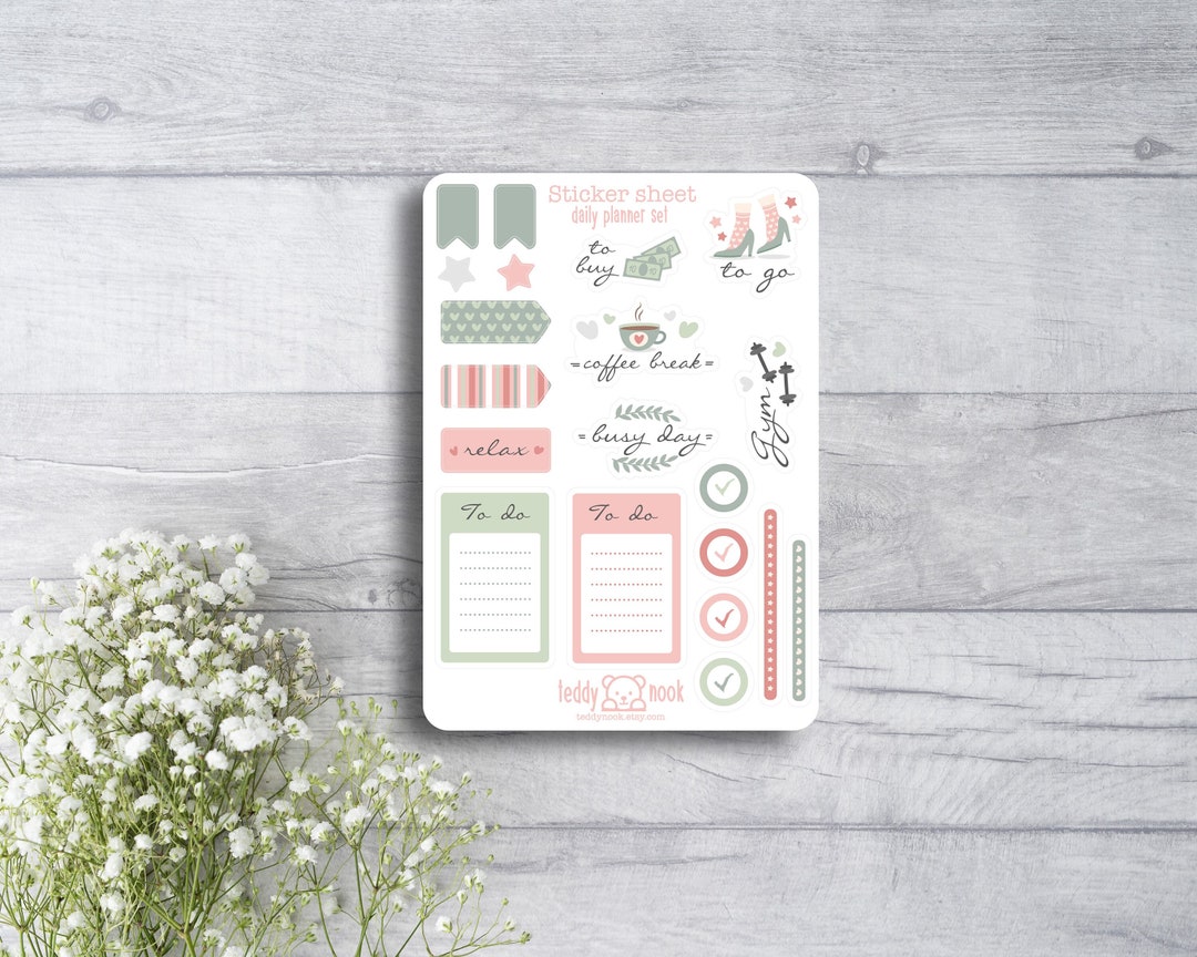 Sticker Sheet to Do List Daily Planner Set | Notes Markers A6 Matte ...