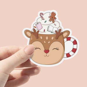 Christmas Bookish Reindeer Mug Sticker, Christmas Winter Sticker, Cozy Holiday Sticker for Kindle, Trendy Bookish Sticker, Book lover