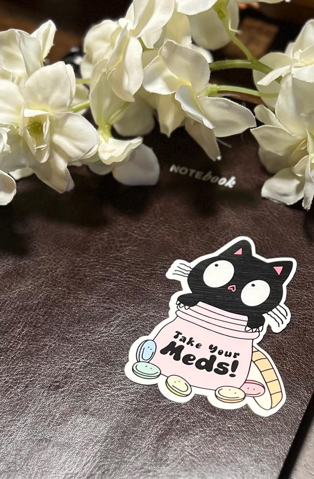 Cat With Medication Sticker for Water Bottles, Tumblers, Notebooks ...