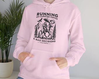 Adventure Camping Hoodie, Funny Campfire Coffee Sweatshirt, Outdoors Wilderness Jumper, Hiking Nature Gift, Wanderlust Apparel, Unisex