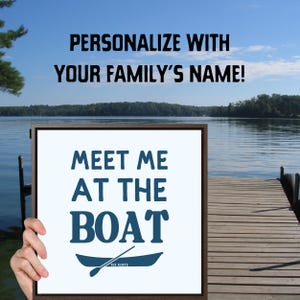 Boat Lover Gallery Canvas, Personalized Family Name Wall Art, Gift for Boating Enthusiasts, Customized Framed Decor, Square Frame