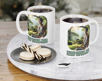 Tazza in ceramica Zen, tazza da caffè per meditazione, tazza da tè rilassante, stoviglie per la consapevolezza, idea regalo per la serenità