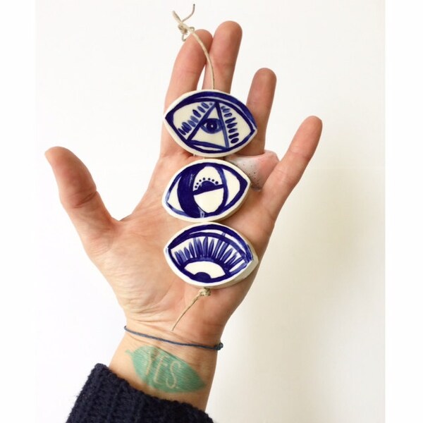 all seeing eye ceramic hanging mobile