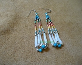 Native American Style looped fringe Dentillium shell earrings in the 7 Direction colors