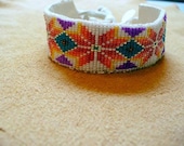 Native American Style loomed Geometric Floral design bracelet