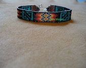 Native American Style loom stitched Anasazi style design bracelet