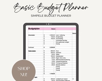 Einfacher Budgetplaner, einfacher Budgetplaner, niederländischer Budgetplaner, Haushaltsbudget, Standard-Budgetplaner, benutzerfreundlich und schnell