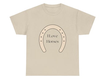 I Love Horses Unisex Heavy Cotton Tee