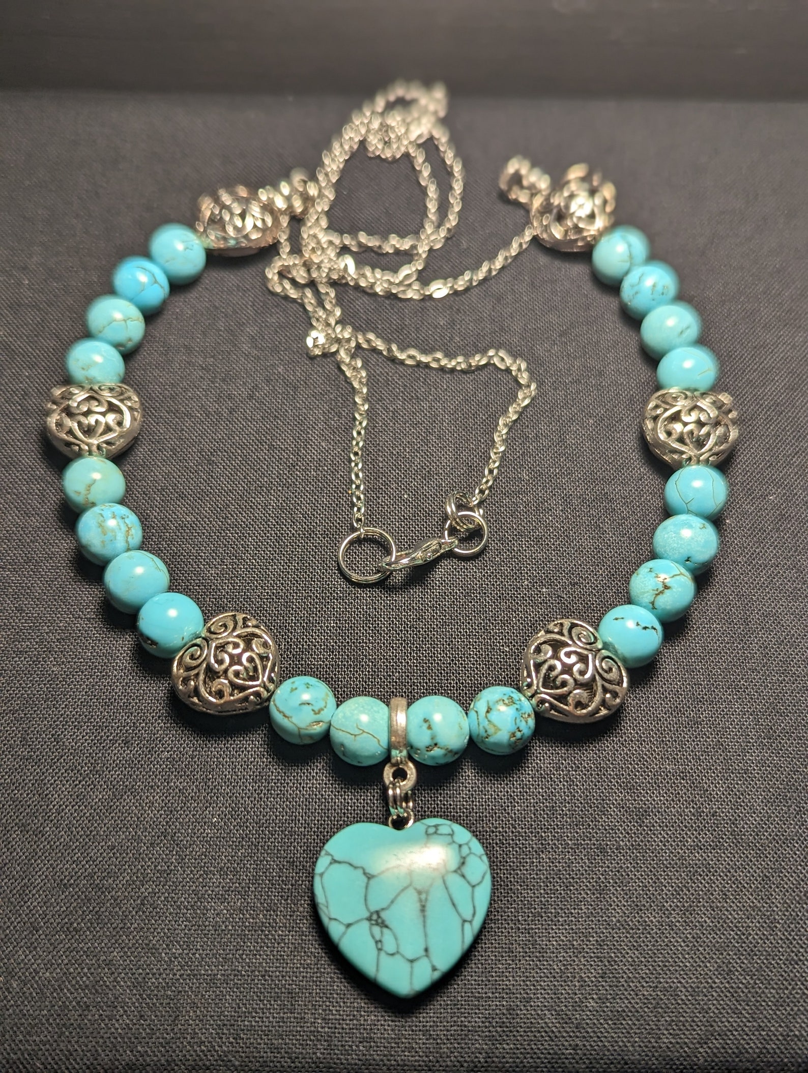 Natural Turquoise Stone Pearl Necklace