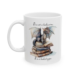 Enchanting Bookish Dragon Mug, Whimsical Cup for Literary Adventures, gift for bookworms, (11oz, 15oz) image 7
