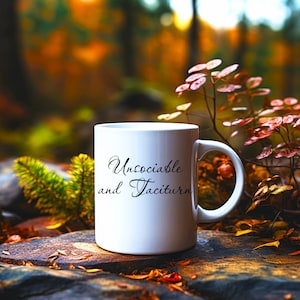 Unsociable and Taciturn Mug, Pride and Prejudice, Jane Austen Quote, Miss Bennet Quote, Funny Bookish Gift, 11oz Dishwasher Safe
