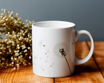 Dandelion Mug, Cute Whimsical Dandelion Seeds Coffee Cup, Nature Inspired Flower Gift, 11oz