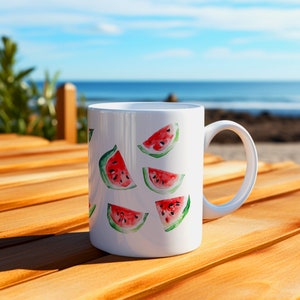 Watermelon Mug, Fun Summer Coffee Mug, 11oz Ceramic Cup, Cute Fruit Design, Perfect Gift for Summer Lovers