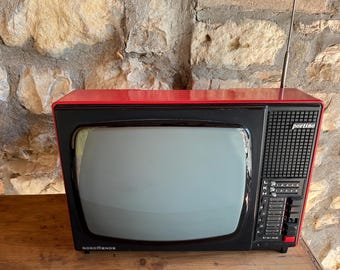Vintage 12v/220v SpaceAge design Normende-Portino television, rare piece, 70s-80s, red, excellent aesthetics, electronics to be overhauled