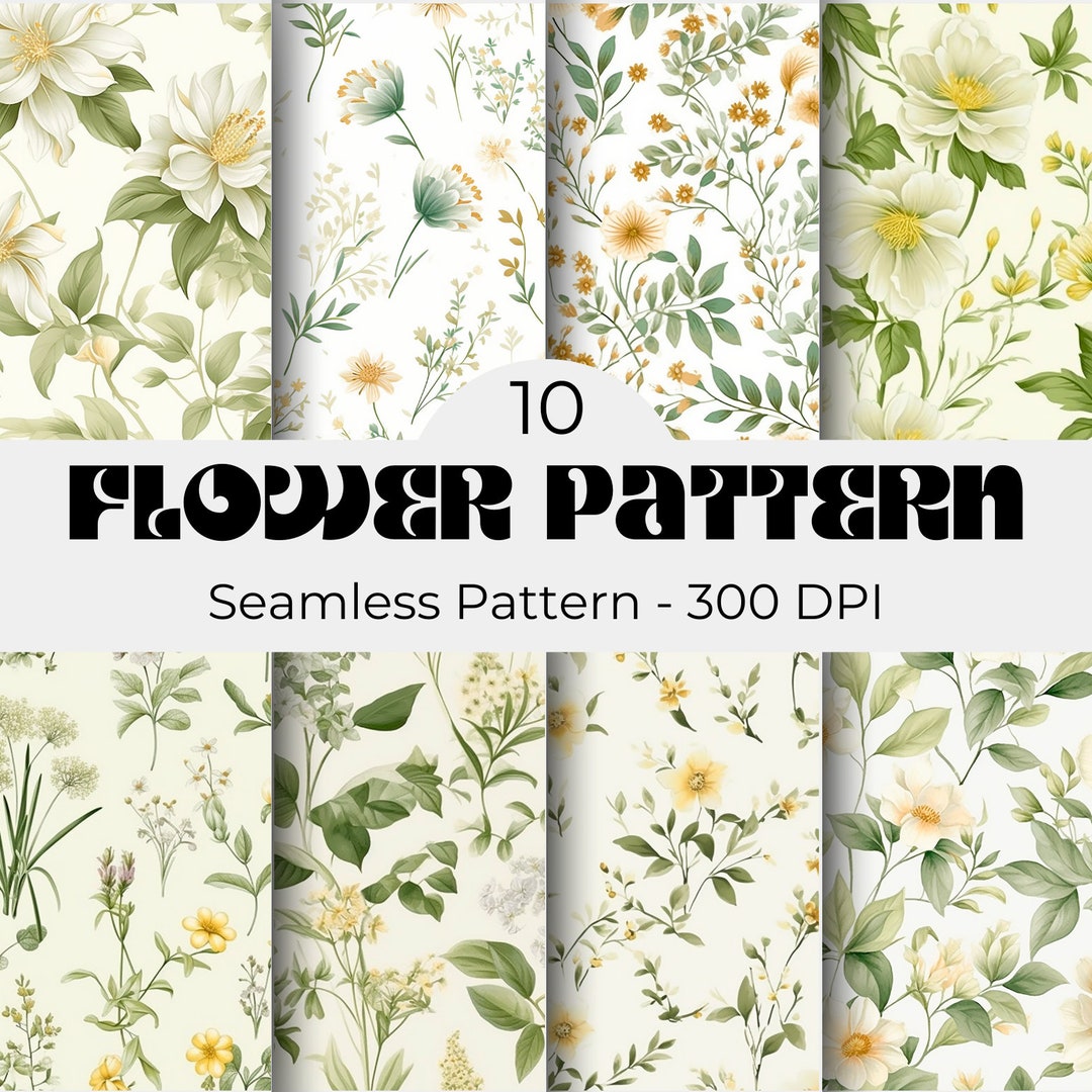 10 Dainty Wildflower Patterns, Wildflower Seamless Patterns Set ...