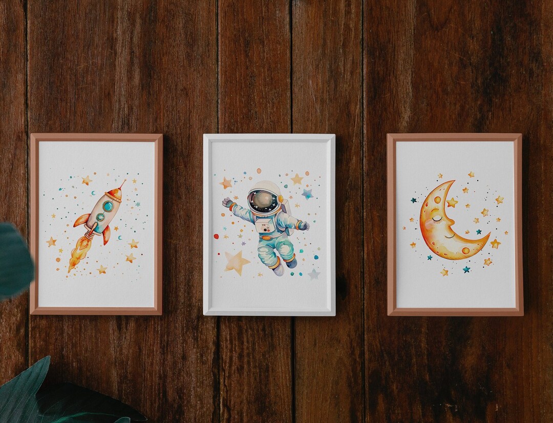 Space Nursery Prints, Outer Space Printable Wall Art Set of 3 for ...