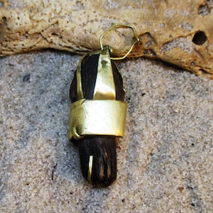 Brass Wrapped Wood Pendant