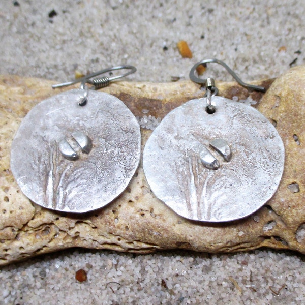 Hammered Distressed Sterling Silver Circular Earrings