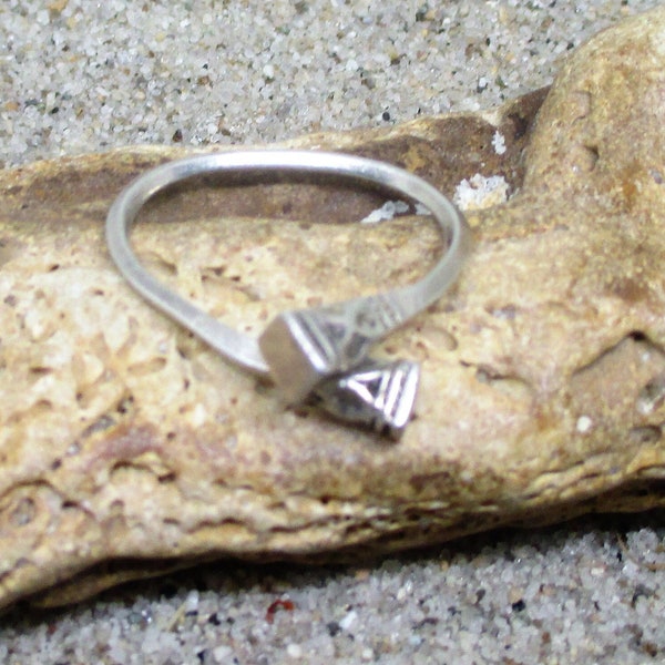 Twisted Band Etched Sterling Silver Tuareg Ring