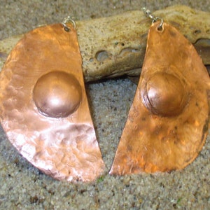 Hammered Half Circle Copper Earrings
