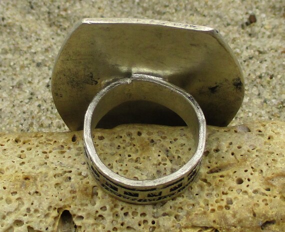 Silver Talisman Ring with Etched Script and Symbo… - image 5