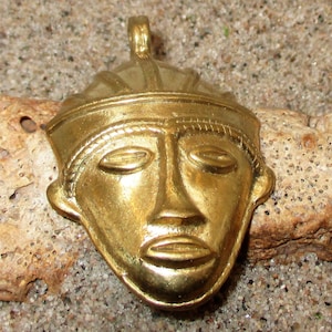 Brass African Mask Face Pendant