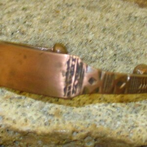 Etched Copper Open End ID Style West African Bracelet