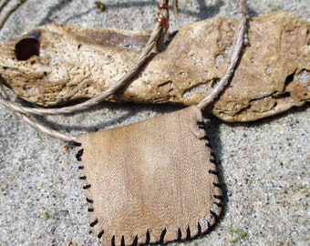 Tan Leather and Senegal Gris Gris Necklace