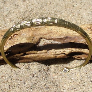 Silver, Brass and Ebony Etched Design Tuareg West African Bracelet
