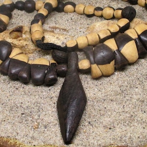 Ebony Wood Two-Tone Pendant West African Necklace