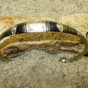 Silver and Ebony Etched Design Tuareg West African Bracelet