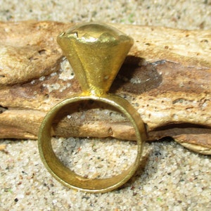 Cone Shaped Brass Gris-Gris Amulet Ring with Flat Top