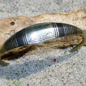 Silver and Ebony Etched Design Tuareg West African Bracelet