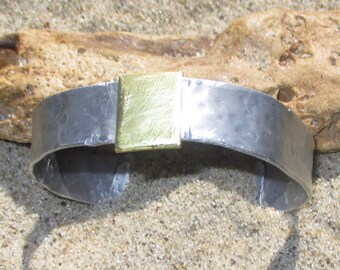 Hammered Brass and Aluminum Bracelet