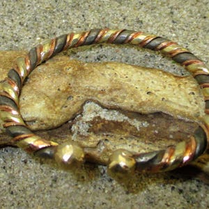 Thin Brass, Iron and Copper Twists Bracelet