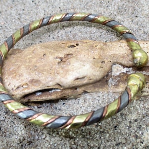 Thin Brass, Iron and Copper Twists Bracelet