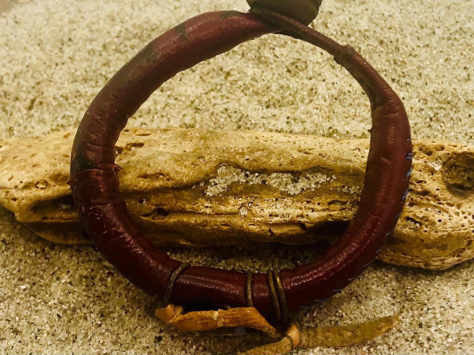Wrapped Peace Sign Thick Red Leather Wrapped Peace Sign Gris Gris Bracelet - Etsy