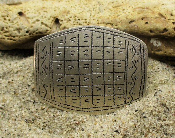 Silver Talisman Ring with Etched Script and Symbo… - image 4