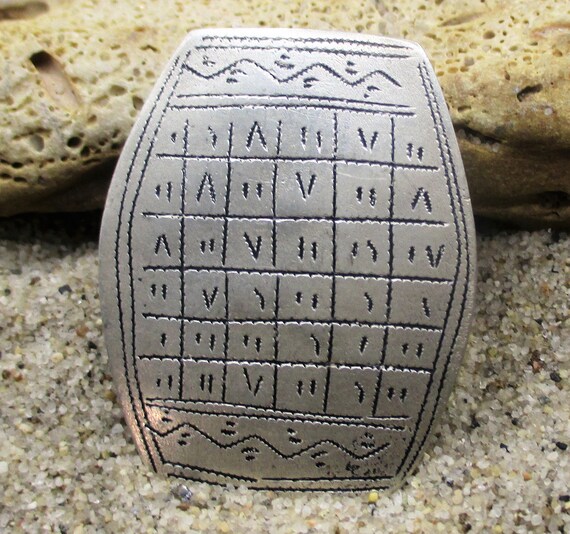 Silver Talisman Ring with Etched Script and Symbo… - image 3