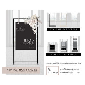 RENTAL - Metal Sign  Frame - Stand - Holder - Hanging Sign Frame -  Welcome sign Stand, Seating Chart Stand, and Acrylic Sign Stand/Holder