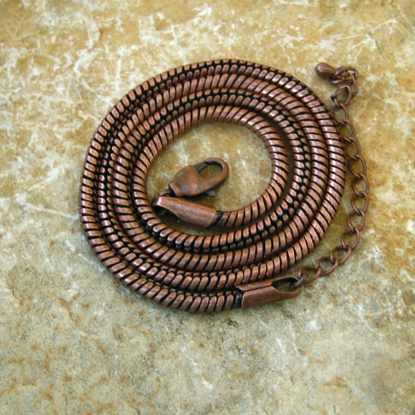 18 Inch Copper Slinky Necklace, Copper Choker, 18" Copper Plated Omega Type Choker