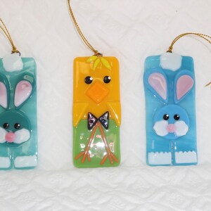 Blue Fused Glass Easter Bunny Sun Catcher, Summer Ornament, Rabbit Suncatcher, Fused Glass Holiday Suncatchers image 4