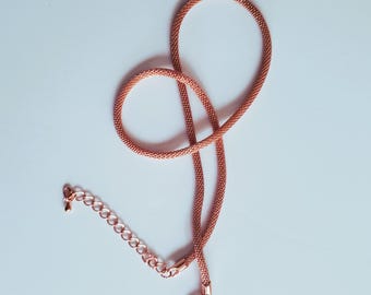Bright Copper Mesh Necklace with 2 inch Extender Chain, Bright Copper Mesh Cord, Pendant Cord, Gold Plated Mesh Choker