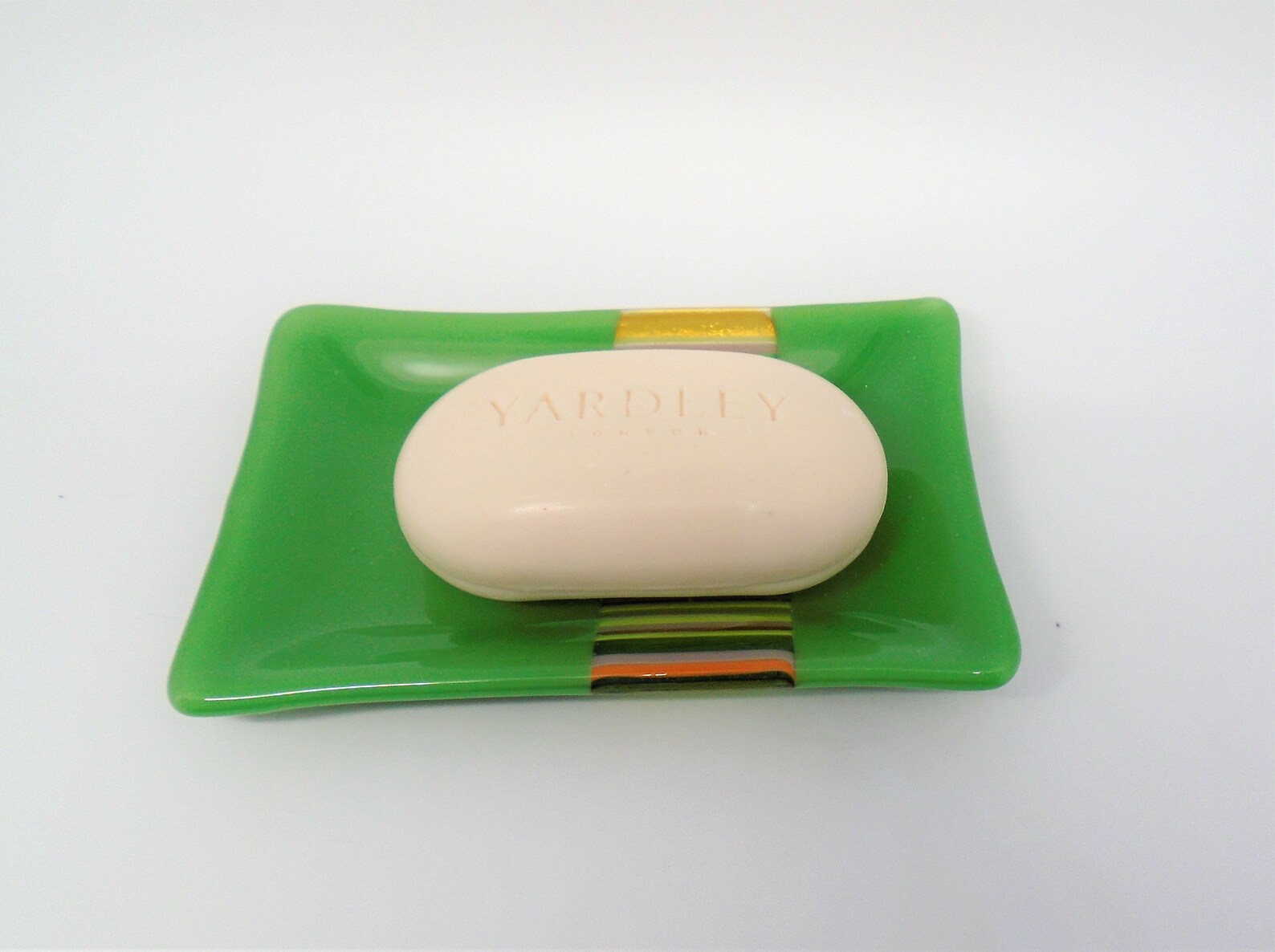 Green Masculine Fused Glass Soap Dish Fused Glass Stringer Etsy