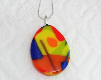 Easter Pendant, Colorful Easter Egg Fused Glass Pendant, Spring Jewelry, Fused Glass Holiday Pendant, Mardi Gras Easter Egg